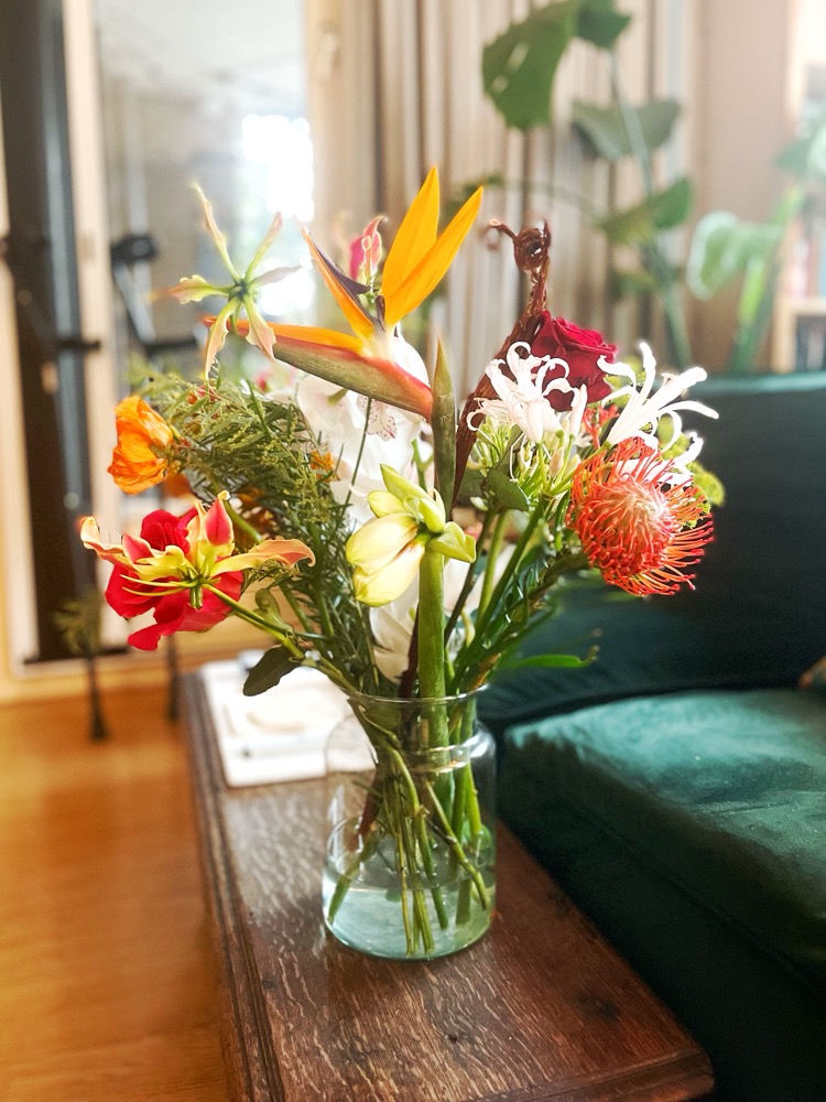 The Flores (!) boys sent me beautiful Get Well Soon flowers. What an absolute treat to have these colors in the home!